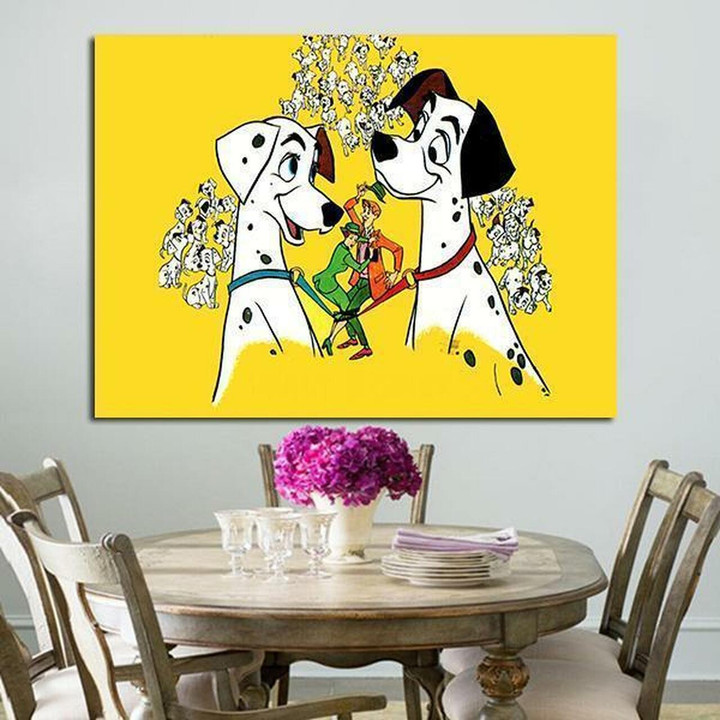 1 Panel 101 Dalmatians Love Of Pongo And Purdy And Couple Roger And Anita Wall Art Canvas