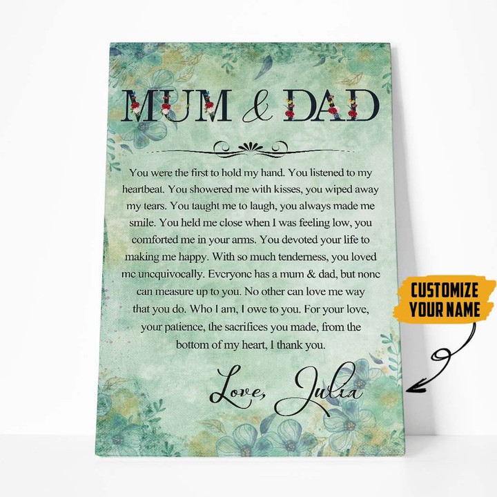 Best Gift For Mother'S Day Dear Mom And Dad Mothers Fathers Day Gift Custom Name Canvas
