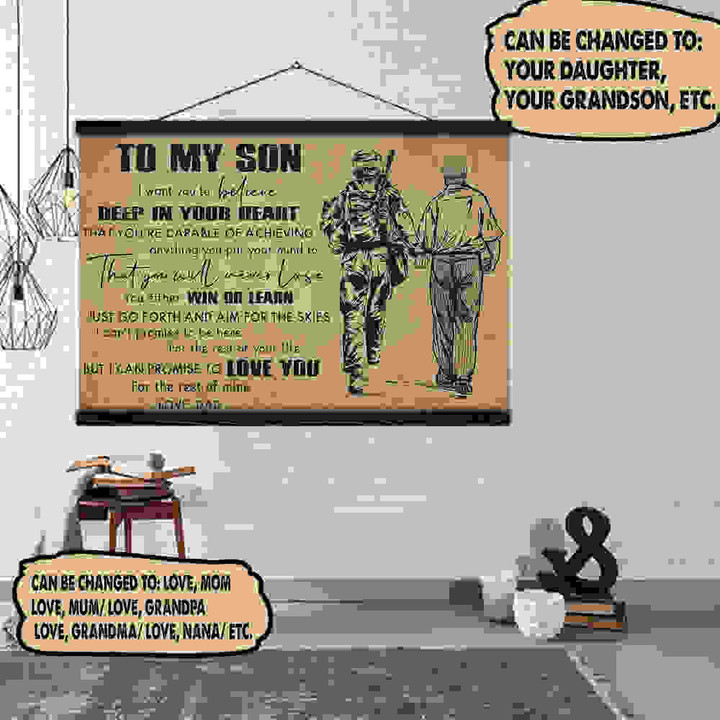 (Xh324) Customizable Soldier Hanging Canvas – Dad To Son- Love You.