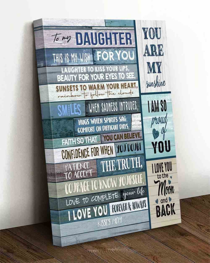 (Pt92) Customizable Family Canvas Full Frame- Mom To Daughter- Back And Moon.