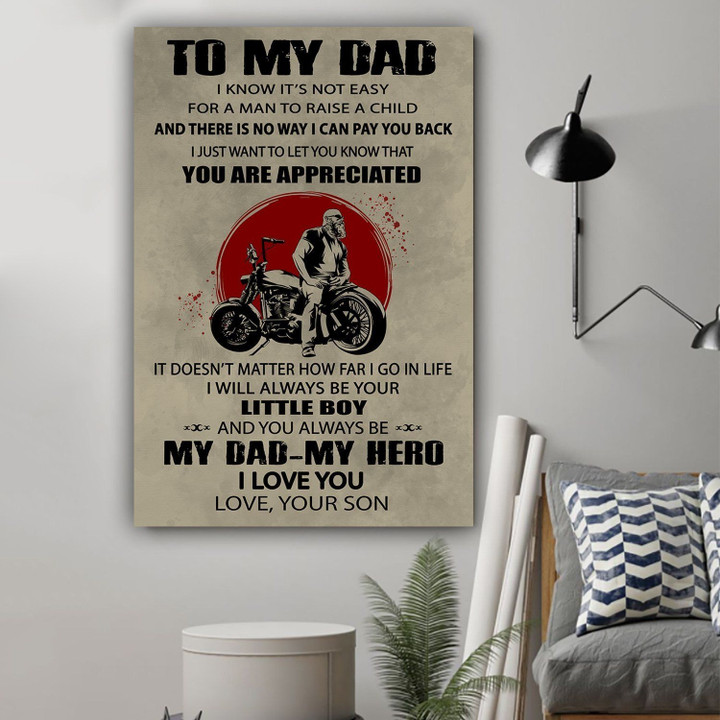 (Ll92) Customizable Biker Canvas - Son To Dad - I Love You