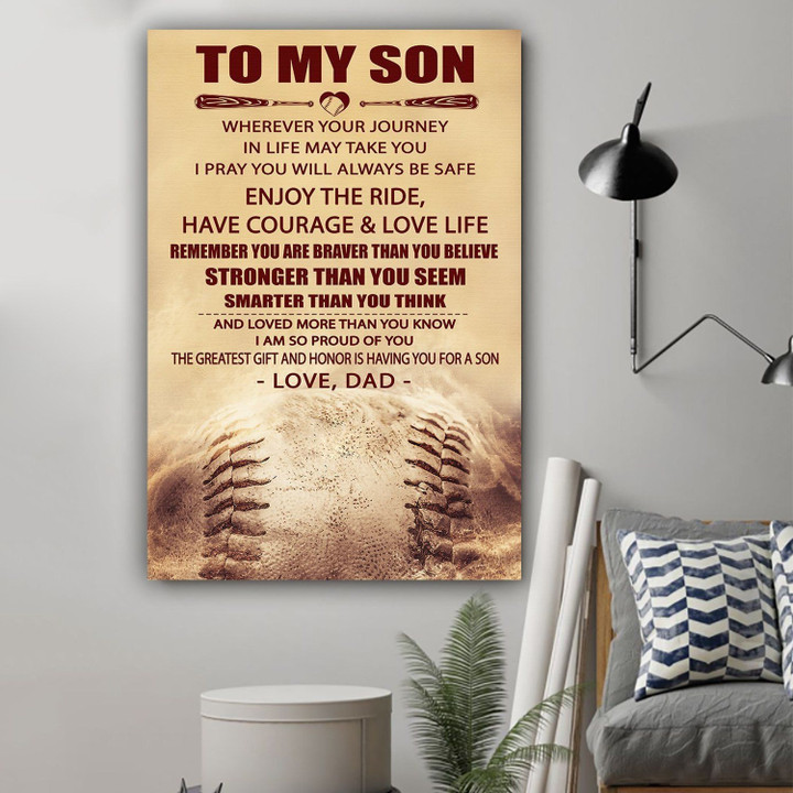 (Ll2) Baseball Canvas - Dad To Son - Enjoy The Ride
