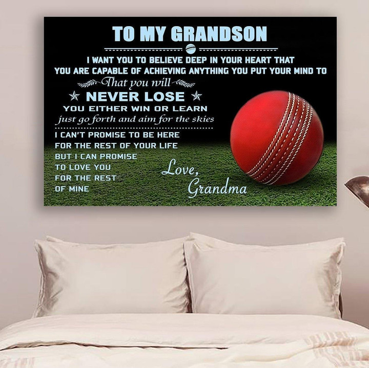 (L202) Cricket Ball Canvas - Grandma To Grandson - Never Lose