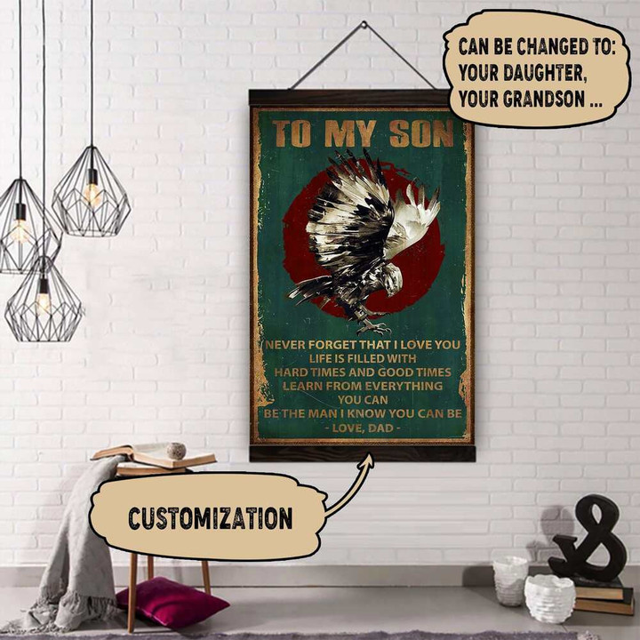 (Da308) Customizable Eagle Hanging Canvas - To My Son-Never Forget.