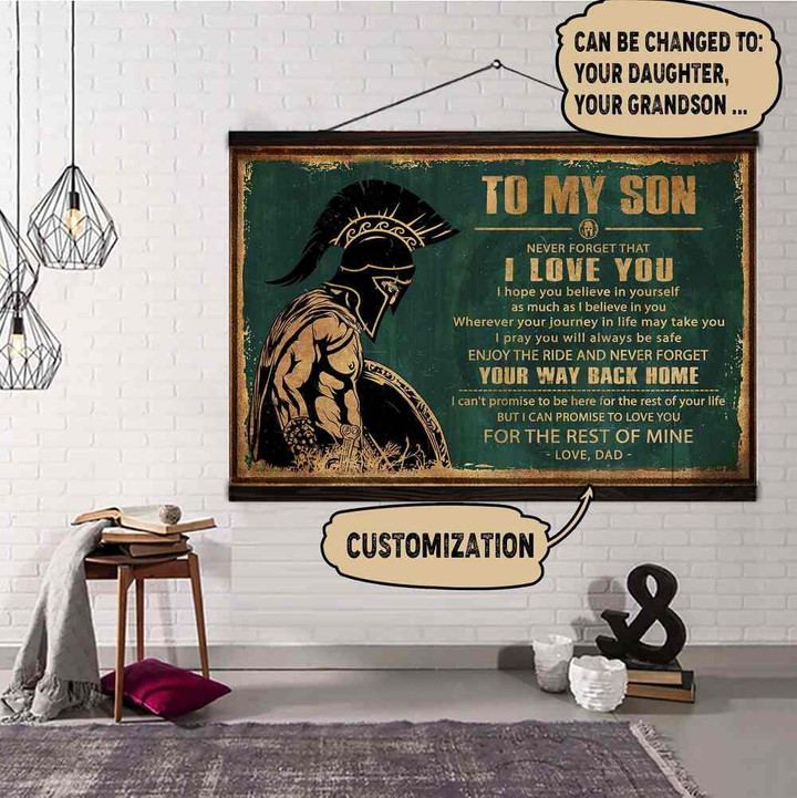 (Da307) Customizable Spartan Hanging Canvas - To My Son-I Love You.