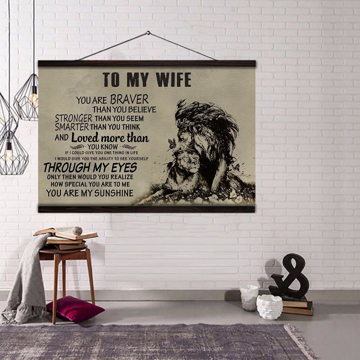 (Cv899) Lion Hanging Canvas - To My Wife, You Are Braver