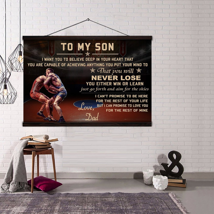 (Cv709) Qh Wrestling Hanging Canvas - To My Son Love Dad
