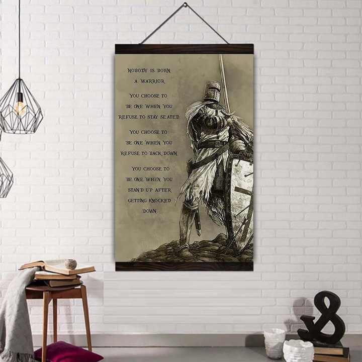 (Cv67) Knight Templar Hanging Canvas - Nobody Is Born A Warrior.