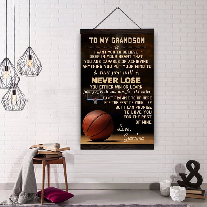 (Cv625) Basketball Hanging Canvas - Grandma To Grandson Never Lose