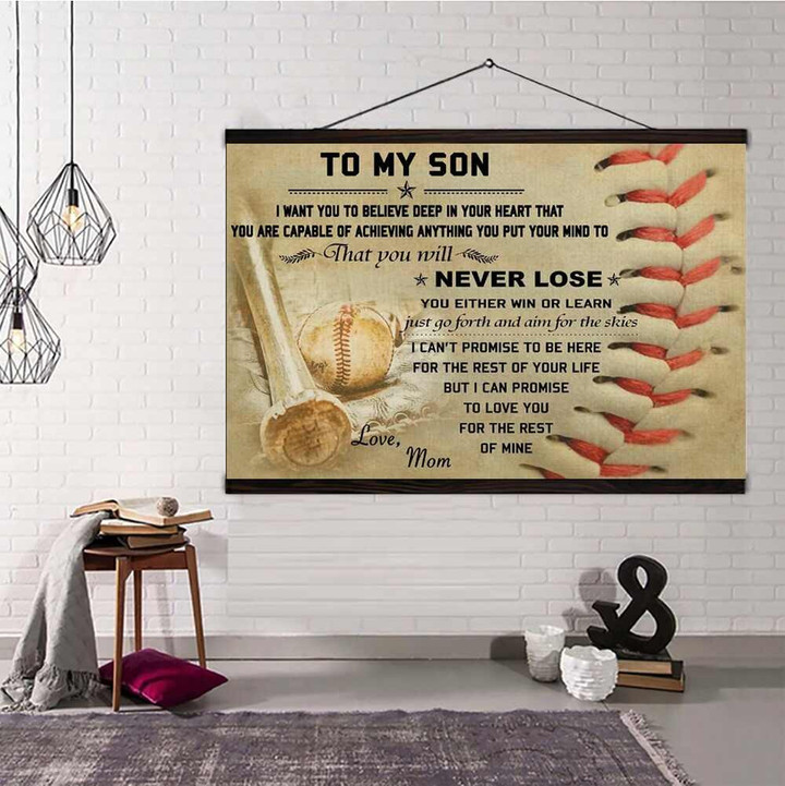 (Cv472) Baseball Hanging Canvas – Mom To Son – You Will Never Lose.