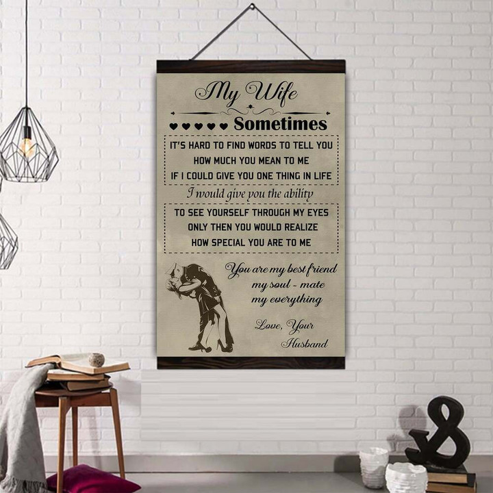 (Cv42) Navy Hanging Canvas - To My Wife.