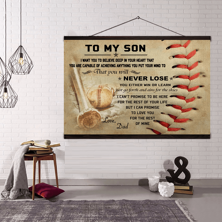 (Cv365) Baseball Hanging Canvas - Family To My Son