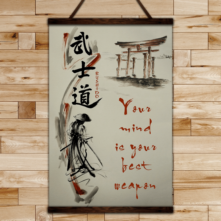(Cv361) Samurai Hanging Canvas - Your Mind Is Your Best Weapon.