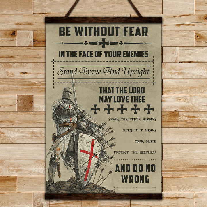 (Cv349) Knight Templar Hanging Canvas - Be Without Fear.