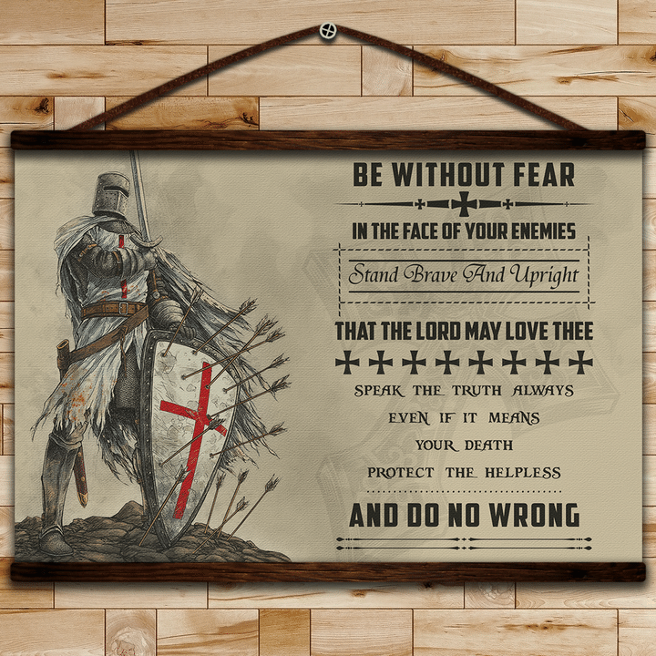 (Cv348) Knight Templar Hanging Canvas - Be Without Fear.