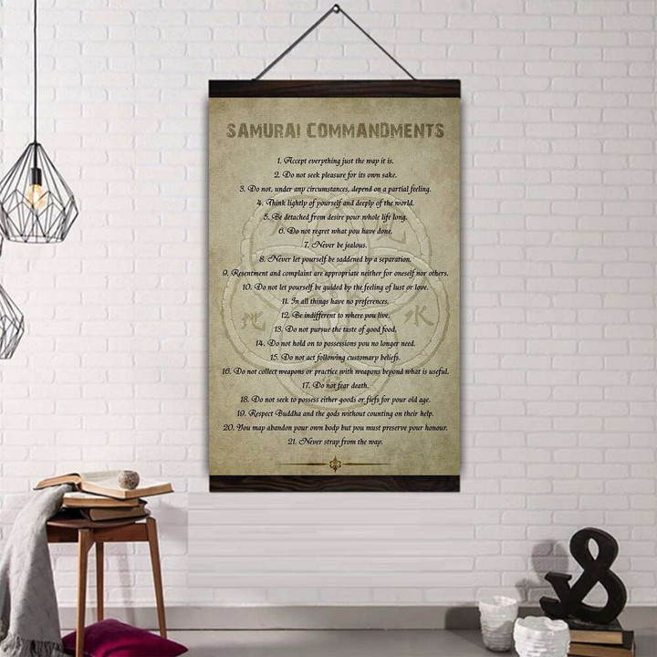 (Cv34) Samurai Hanging Canvas - Samurai Commandments.