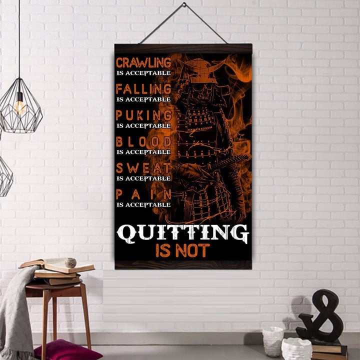 (Cv184) Samurai Hanging Canvas - Quitting Is Not