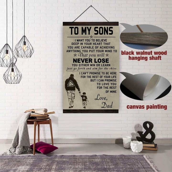 (Cv154) Hanging Canvas - Family To My Sons, Love Dad.