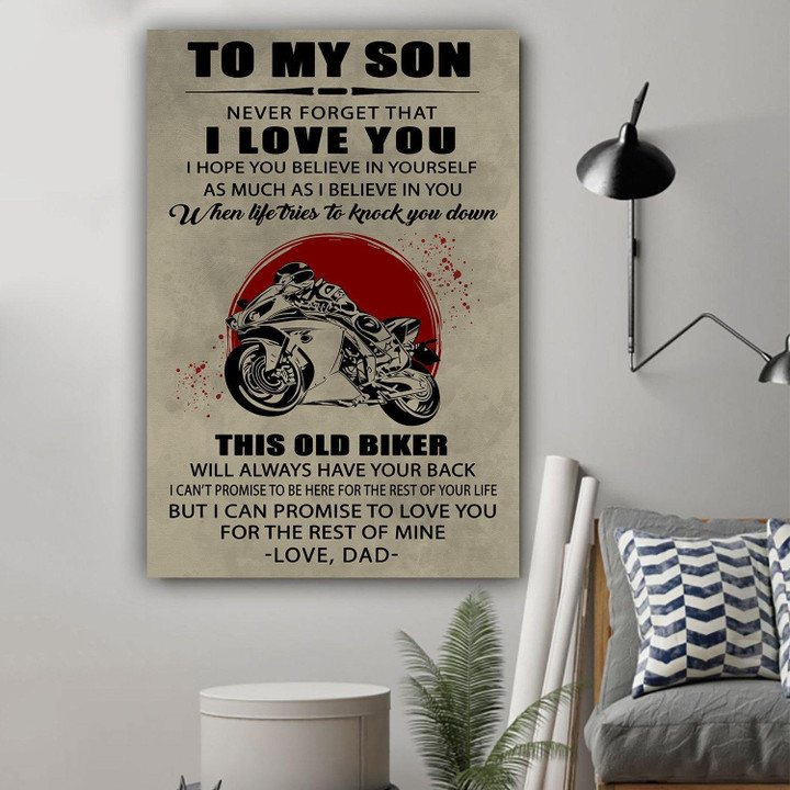 (L198) Biker Canvas - Dad To Son - This Old Biker