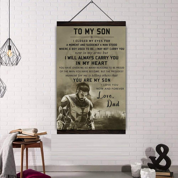 (A35) Knight Templar Hanging Canvas - Dad To Son - In My Heart.