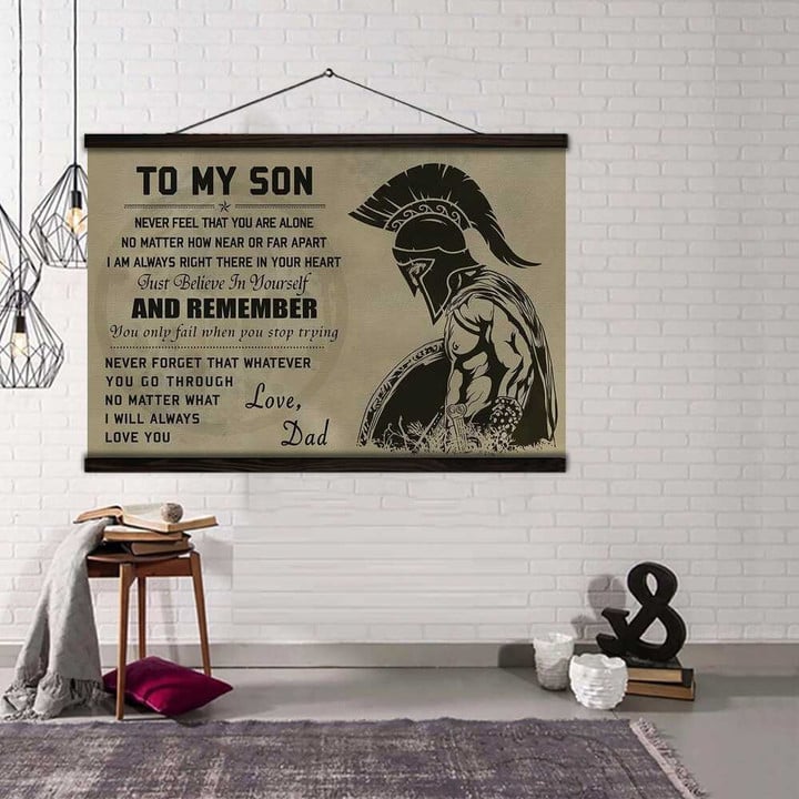 (A32) Spartan Hanging Canvas - Dad To Son - And Remember.