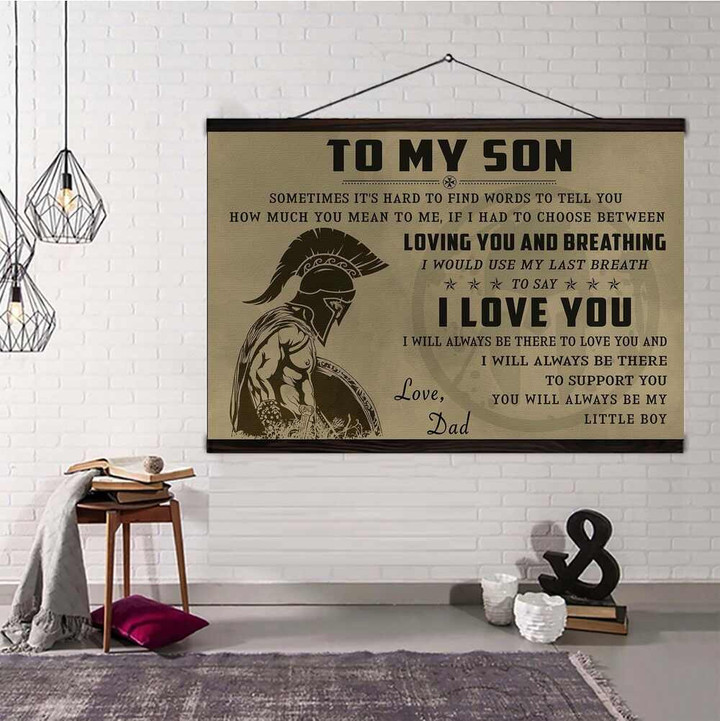 (A29) Spartan Hanging Canvas - Dad To Son - I Love You.