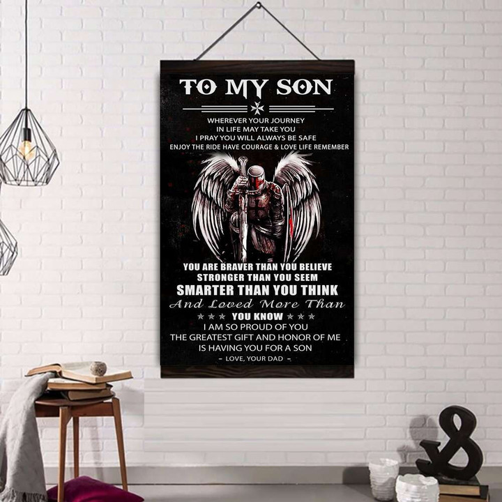 (A120) Knight Templar Hanging Canvas - Dad To Son - You Are Loved More Than You Know.