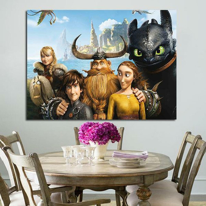1 Panel How To Train Your Dragon Characters Wall Art Canvas