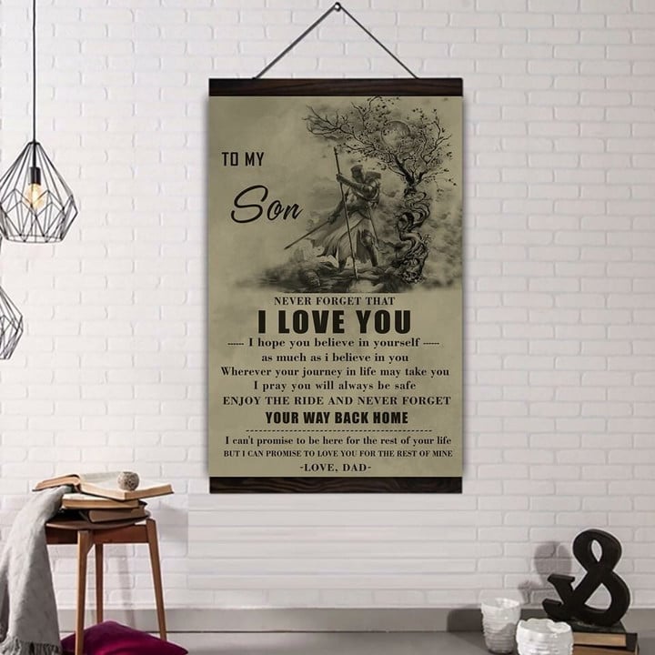 (A43) Knight Templar Hanging Canvas - Dad To Son - I Love You.