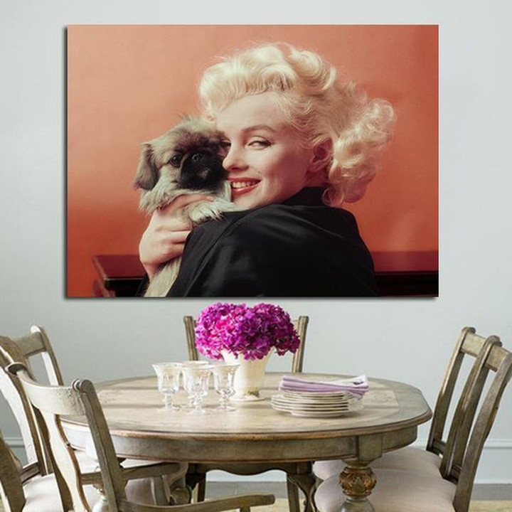 1 Panel Marilyn Monroe And Her Dog Wall Art Canvas