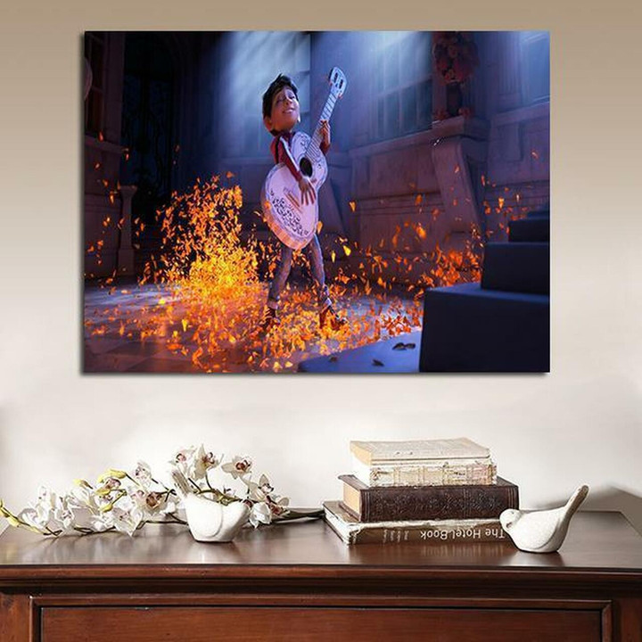 1 Panel Coco Miguel And Guitar Wall Art Canvas