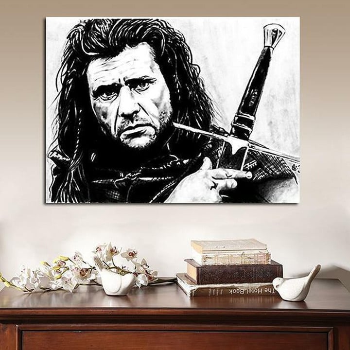 1 Panel Braveheart William Wallace Black And White Artwork Wall Art Canvas