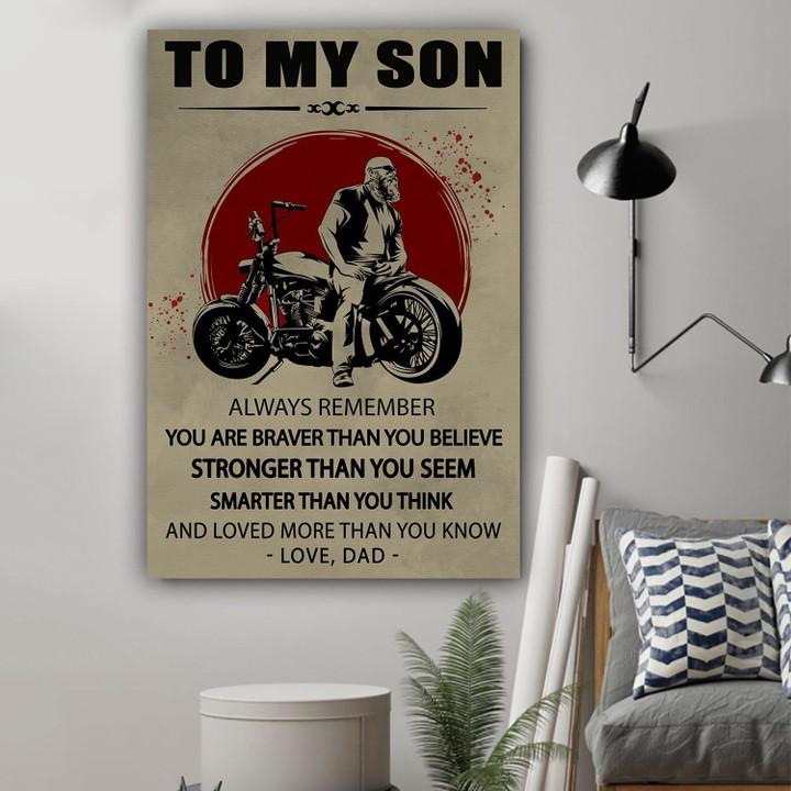(L188) Lvl Biker Canvas - Dad To Son - You Are Braver