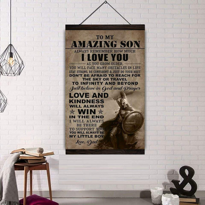 (Cv1175) Spartan Hanging Canvas - Dad To Son - I Love You.