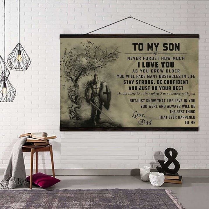 (Cv1169) Knight Templar Hanging Canvas - Dad To Son - I Love You.