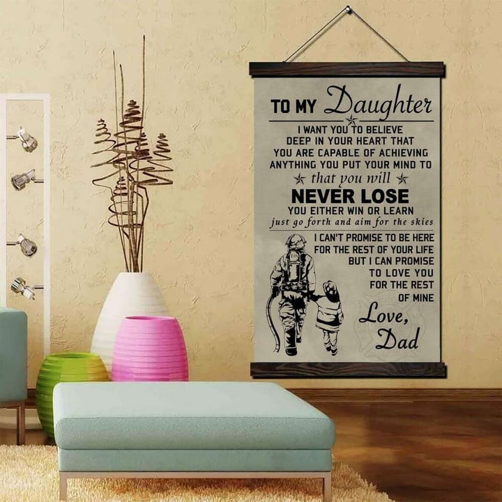 (Cv116) Firefighter Hanging Canvas - To My Daughter.