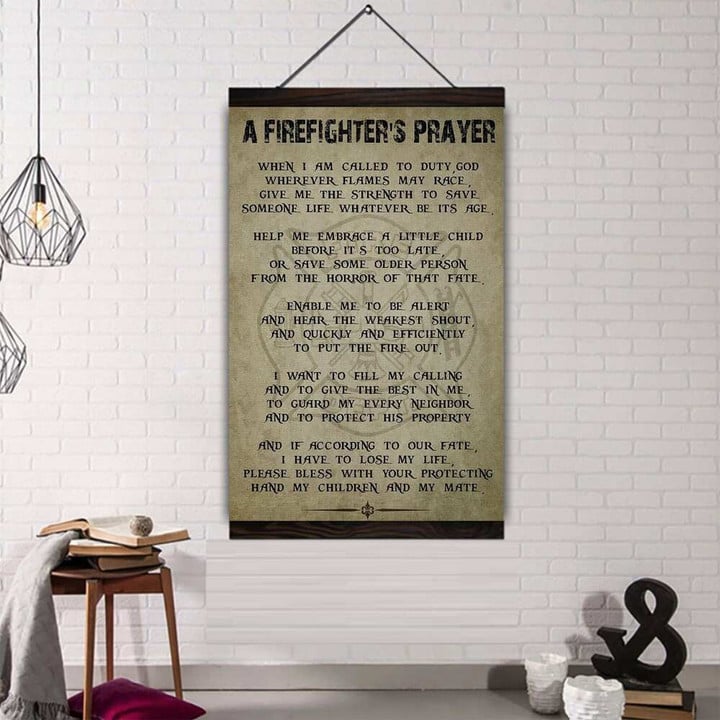 (Cv115) Firefighter Hanging Canvas – A Firefighter’S Prayer.