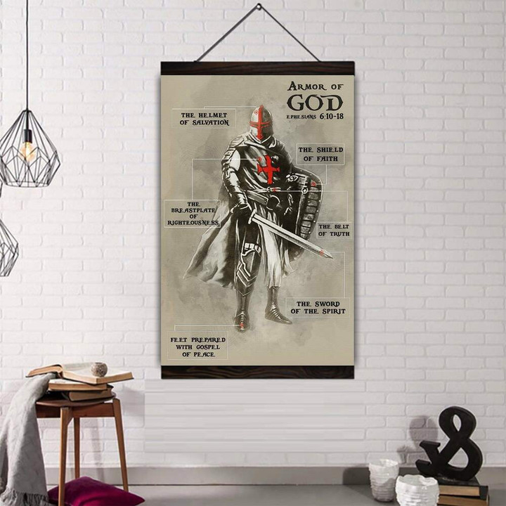 (Cv111) Knight Templar Hanging Canvas - Armor Of God.