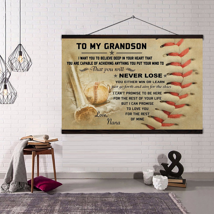 (Ctnana) Baseball Hanging Canvas - To My Grandson Never Lose