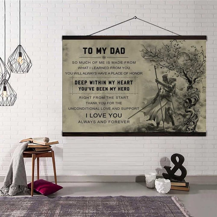 (A63) Knight Templar Hanging Canvas - To My Dad - I Love You.