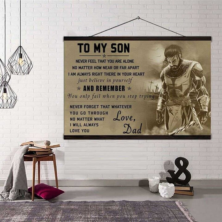 (A61) Knight Templar Hanging Canvas - Dad To Son - And Remember.