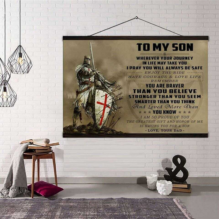 (A52) Knight Templar Hanging Canvas - Dad To Son - Where Your Journey.