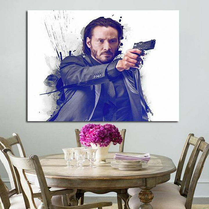 1 Panel John Wick Wears Vest And Holds A Gun Wall Art Canvas