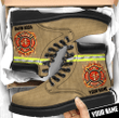 Customize Name Beige And Green Horizontal Firefighter Tim Boots