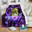 Green Frog Sitting To Look Up To The Purple Flower Purple Heart Sherpa Fleece Blanket Great Customized Blanket Gifts For Birthday Christmas Thanksgiving