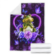 Green Frog Sitting To Look Up To The Purple Flower Purple Heart Sherpa Fleece Blanket Great Customized Blanket Gifts For Birthday Christmas Thanksgiving