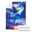 Dolphin In Outer Space Sparkle Galaxy And Earth Sherpa Fleece Blanket Great Customized Blanket Gifts For Birthday Christmas Thanksgiving