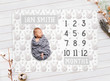 Personalized Rabit Pattern Monthly Milestone Blanket, Newborn Blanket, Baby Shower Gift Grow Chart Monthly