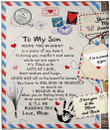 To My Son Fleece Blanket - I Love You To The Moon And Back Air Mail Blanket - Gift From Mom On Birthday, Christmas