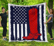 Line Dance Shoe, American Flag Quilt Blanket Great Customized Blanket Gifts For Birthday Christmas Thanksgiving